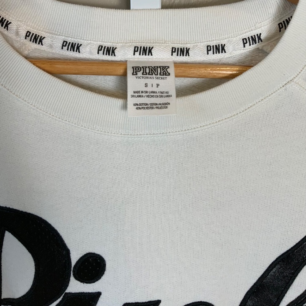 Victoria's Secret PINK Faux Leather Dotted Applique Sweatshirt - Picture 3 of 16